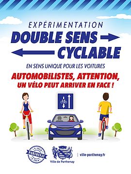 Affichage pour les automobilistes / Double_sens_cyclable en centre-ville de Parthenay - Agrandir l'image (fenêtre modale)