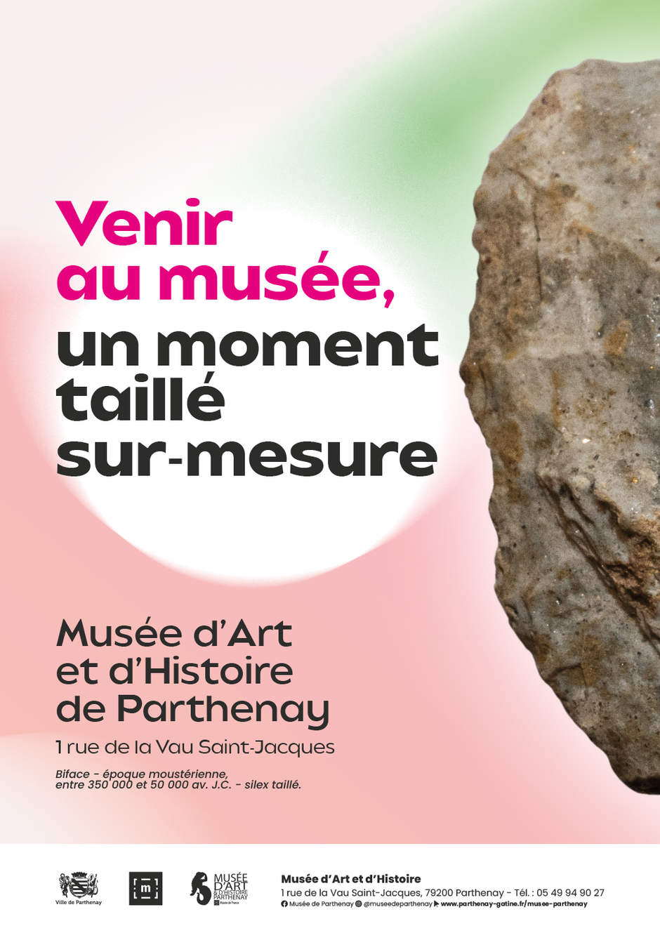Biface moustérien qui daterait d’une période entre -350 000 et -35 000 av JC.